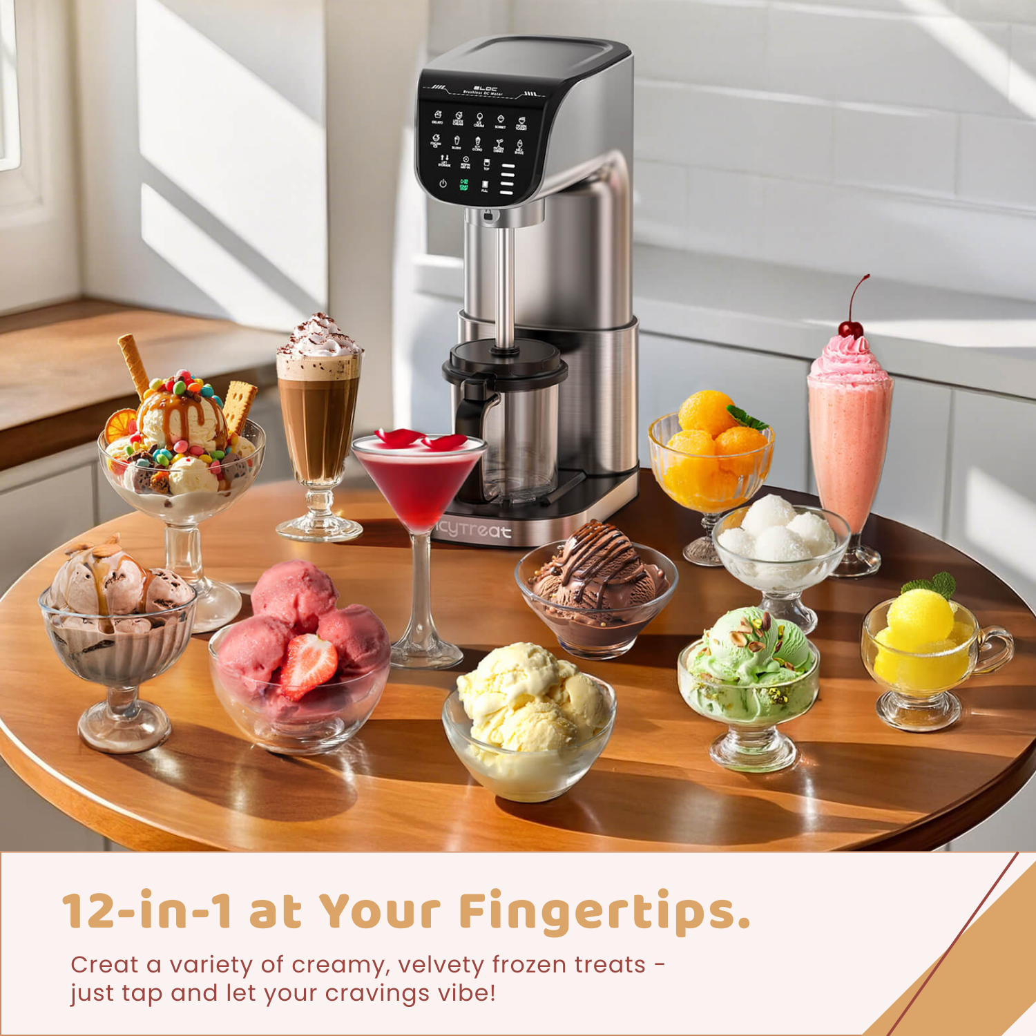 IcyTreat™ IC1010 Ice Cream Maker for Home.Ice cream maker machine Ice ...